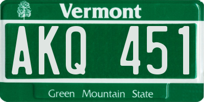 VT license plate AKQ451