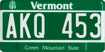 VT license plate AKQ453
