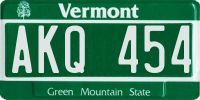 VT license plate AKQ454