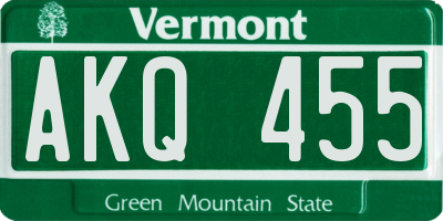 VT license plate AKQ455