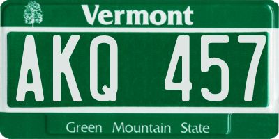 VT license plate AKQ457