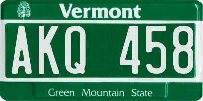 VT license plate AKQ458