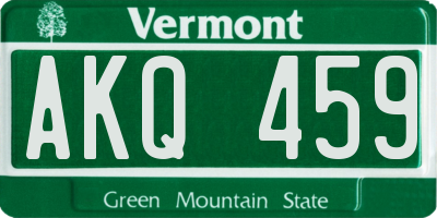 VT license plate AKQ459