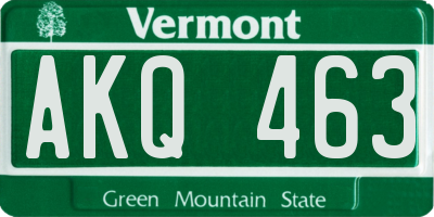 VT license plate AKQ463