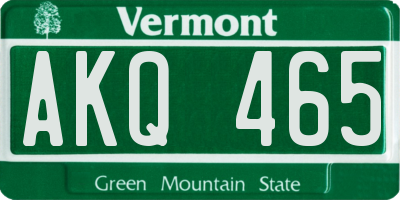 VT license plate AKQ465