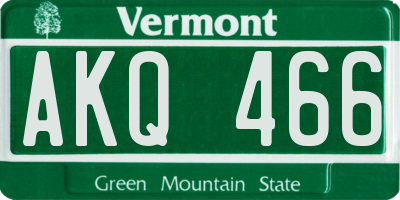 VT license plate AKQ466