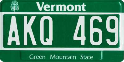 VT license plate AKQ469