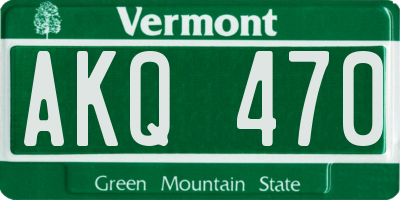 VT license plate AKQ470