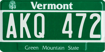 VT license plate AKQ472