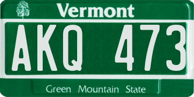 VT license plate AKQ473