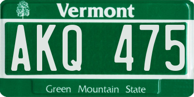 VT license plate AKQ475
