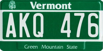 VT license plate AKQ476
