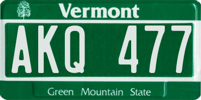 VT license plate AKQ477