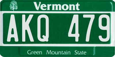 VT license plate AKQ479