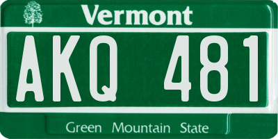 VT license plate AKQ481