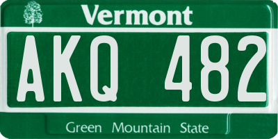 VT license plate AKQ482