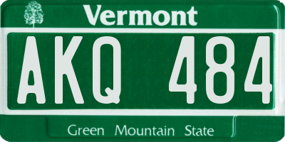 VT license plate AKQ484
