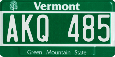 VT license plate AKQ485