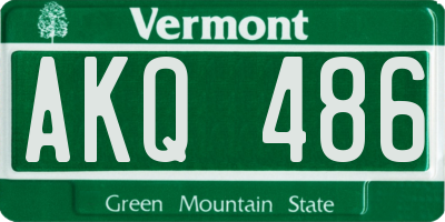 VT license plate AKQ486