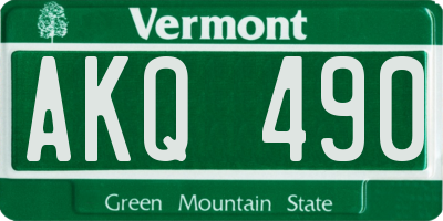 VT license plate AKQ490