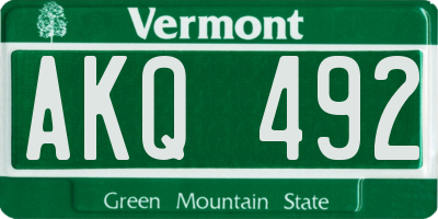 VT license plate AKQ492