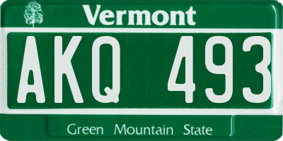 VT license plate AKQ493