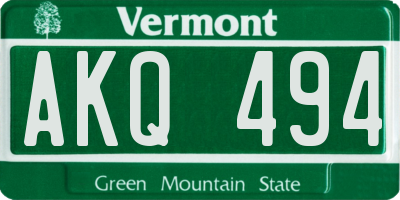 VT license plate AKQ494