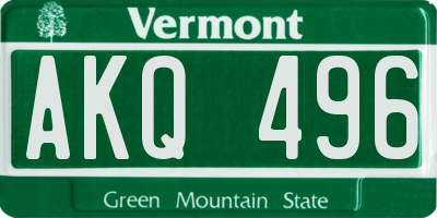 VT license plate AKQ496