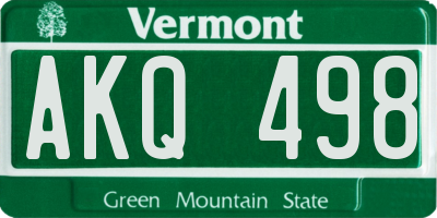 VT license plate AKQ498