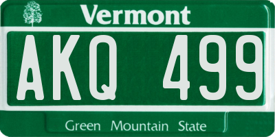 VT license plate AKQ499