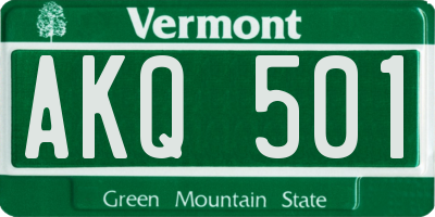 VT license plate AKQ501