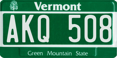 VT license plate AKQ508