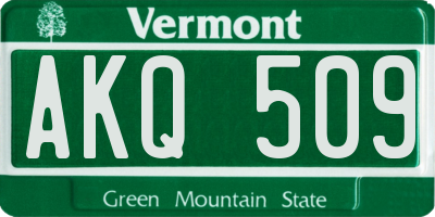 VT license plate AKQ509