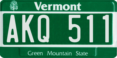 VT license plate AKQ511