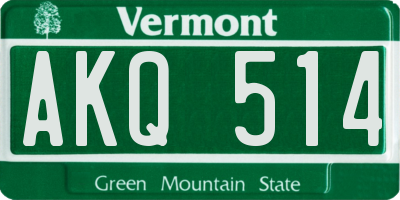 VT license plate AKQ514