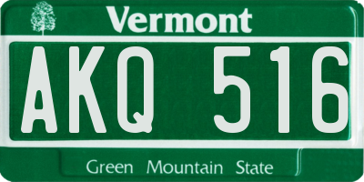 VT license plate AKQ516