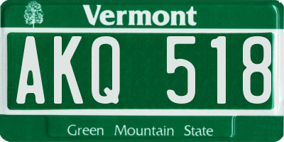VT license plate AKQ518