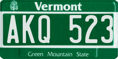VT license plate AKQ523