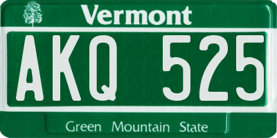 VT license plate AKQ525