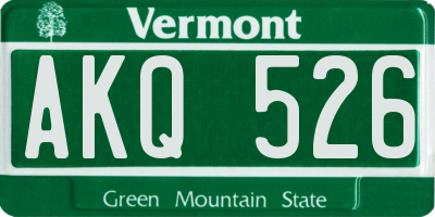 VT license plate AKQ526