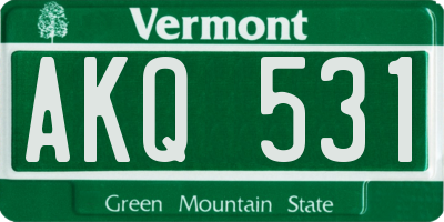 VT license plate AKQ531