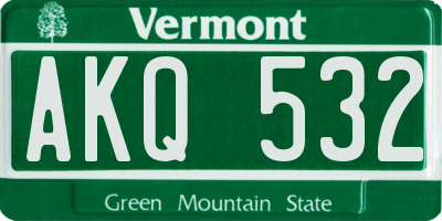 VT license plate AKQ532