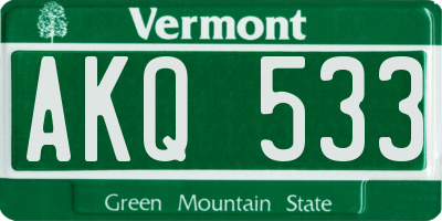 VT license plate AKQ533