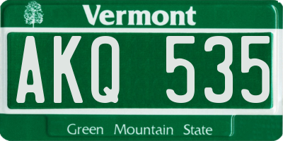 VT license plate AKQ535