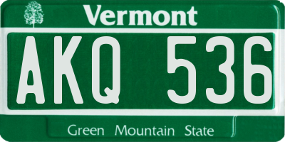 VT license plate AKQ536