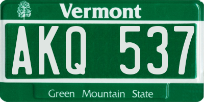 VT license plate AKQ537