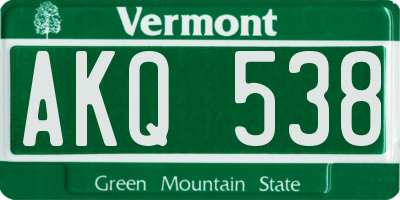 VT license plate AKQ538