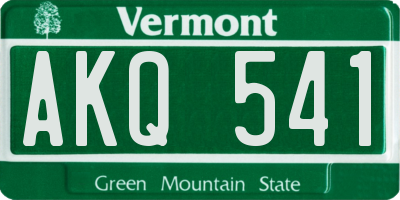 VT license plate AKQ541