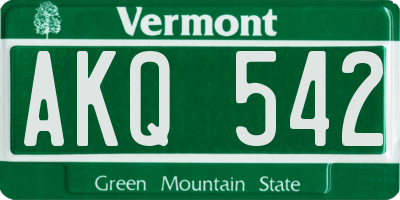 VT license plate AKQ542