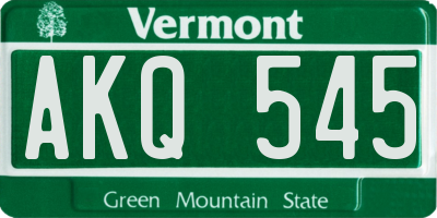VT license plate AKQ545